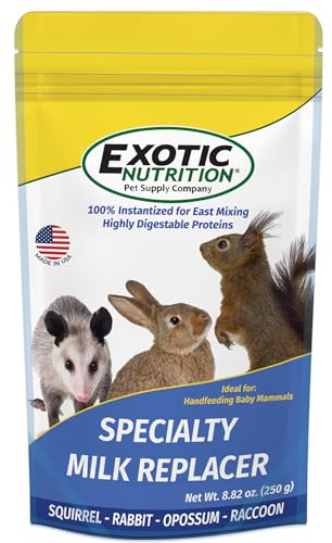 Milk Replacer - Healthy Powdered Formula Ideal for Baby Squirrels, Rabbits, Opossums, Raccoons | 100% Instantized for Mixing Digestible Proteins | 8.8oz (Specialty Milk Replacer 8.8 oz.)