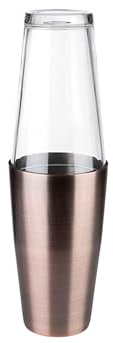 APS 93325 Boston Shaker, Set Becher (700 ml) und Glas (400 ml), Ø 9 x 30 cm, Kupfer antik