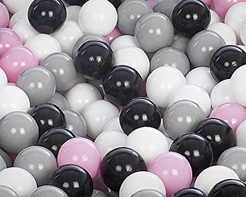 Velinda 600 Bälle für Bällezelt/Kinderpool Plastikbälle Spielbälle Kinderbälle O7cm (Farbe der Bälle: schwarz,weiß, rosa,grau)