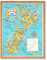 Wee Blue Coo Map Zealand North South Island Tourism Art Print Framed Poster Wall Decor Kunstdruck Poster Wand-Dekor-12X16 Zoll