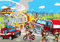 Forwall Fototapete Feuerwehrfahrzeug Hubschrauber Polizei Auto Feuerwehr Jugendzimmer Kinderzimmer Jungs Vlies Tapete Wandtapete UV-Beständig Montagefertig (12548, V8 (368x254 cm) 4 Bahnen)
