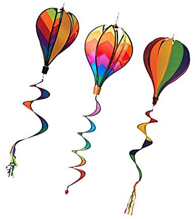 Inzopo Windsäcke für Heißluftballons, Windsäcke, spiralförmig, Garten, Lanw, Outdoor-Dekoration, Whirligig, Spielzeug, 140 cm, 3 Stück