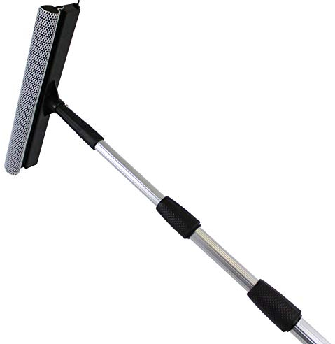 Pullach Hof Squeegee 8 Meter mit Fensterwischer Schwamm mit Netzberzug und Abziehlippe Aluminiumstange Ausziehbar zum Putzen von Fenstern und Scheiben