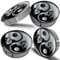 Biomar Labs® 4 x 60mm Kunststoff Nabenkappen Kappen Totenkopf Skull Schädel Yin Yang Symbol Silber Felgendeckel Radkappen Radnabendeckel Nabendeckel Auto Tuning CS 2