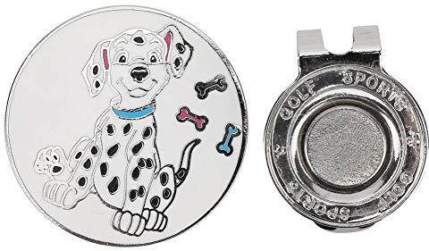 T best Sport Golfball Marker, Zinklegierung Compact Personalisierte Magnetic Hut Clip Anti-Rost Clamp für Männer Frauen Kinder(Fleckiger Hund)