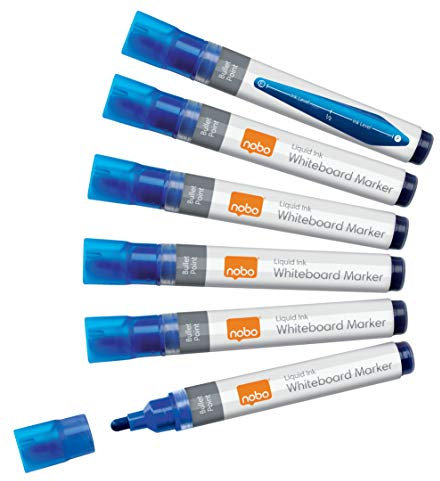 Nobo Liquid Ink Whiteboardmarker-Set, 10 Stück, Feine 3 mm Rundspitze, Blau, 1915378