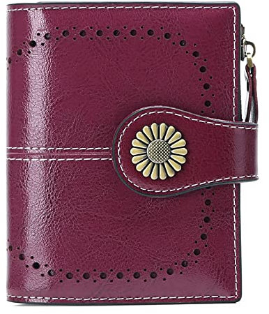 SENDEFN Portefeuille Femme Cuir Porte Monnaie Femmes Porte-Cartes Portefeuille Zippé Femmes avec 16 Emplacements pour Cartes Anti RFID Portefeuilles