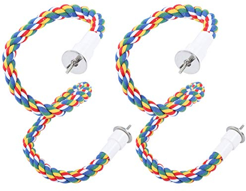 2 Stück Vogelspielzeug Kletterspirale Tau-Sitzstange Farbige Vogel Spielzeuge Baumwolle Bunte Baumwollseil Schaukel Barsch für Vogel Papageien Graupapageien(80cm)