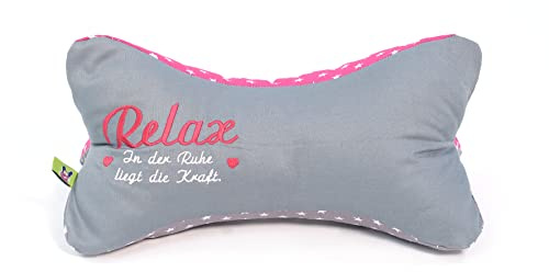 Leseknochen * Nackenkissen * Nackenrolle - Relax-In der Ruhe liegt die Kraft - pink*