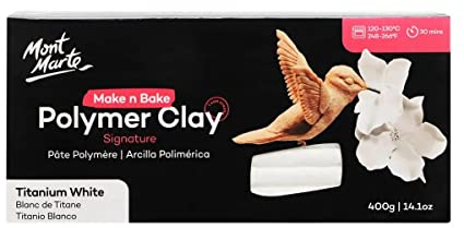 Mont Marte Pate Polymere Blanche – 400g Polymer Clay – Texture douce et régulière – Argile Polymère pour Poterie, Modelage et Bricolage