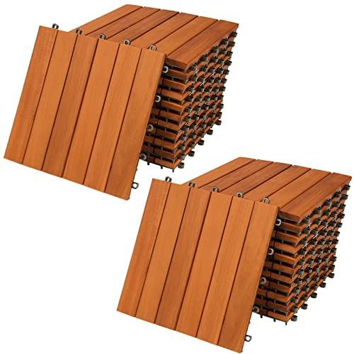 Casaria 22x Baldosas de Madera de Acacia 30x30cm 2m² Certificado FSC® Losetas Jardín Terraza Balcón