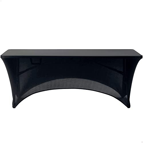 Aktive 61548 - Funda mesa jardín impermeable negra, Funda mueble jardín resistente con sujeción de refuerzo, Protector mesa elástico 180x76x76cm, Funda muebles exterior