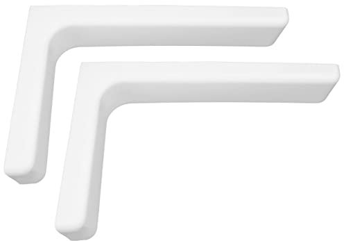 AERZETIX - C57891 - Set di 2 Supporti staffe consolle per mensole ad angolo retto 180x115x35mm - per fissaggio a parete - in acciaio - con tappi in plastica bianco