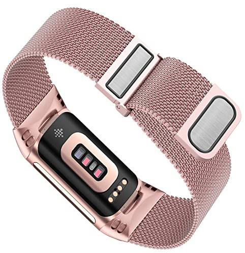 Supore Fitbit Charge 5 Metall Armband/Fitbit Charge 6 Armband, Verstellbares Sport Ersatzarmband mit Verbessertem Magnet für Fitbit Charge 6/Fitbit Charge 5