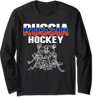 Russland Eishockey Fans Trikot Russian Hockey Team Supporter Langarmshirt