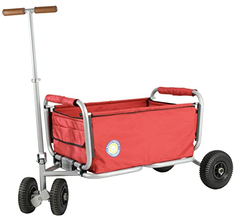 Beachtrekker Life Faltbarer Bollerwagen + Feststellbremse, klappbarer Handwagen mit Luftreifen (Rot)