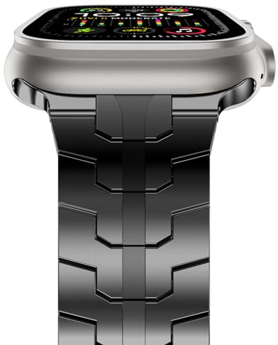 NewWays 49mm 46mm 45mm 44mm 42mm(Serie 1 2 3) Kompatibel mit Apple Watch Armband,Edelstahl Gliederarmband Ersatzarmbänder Geeignet für iWatch Ultra 2/Ultra,Series 10/9/8/7/6/5/4/3/2/1/SE,Schwarz