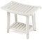 COSTWAY Shower Bench, 2-Tier Slatted Spa Bath Stool with Storage Shelf & Handles, Portable Waterproof Non-Slip Curved Seat Bathroom Bathtub Shower Chair for Elderly, Disabled and Adults (White)