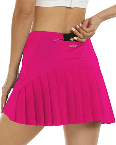 MoFiz Jupe Short Tennis Femme Sport Golf Mini Jupe Plissée Courte avec Poche Skort Rose XS