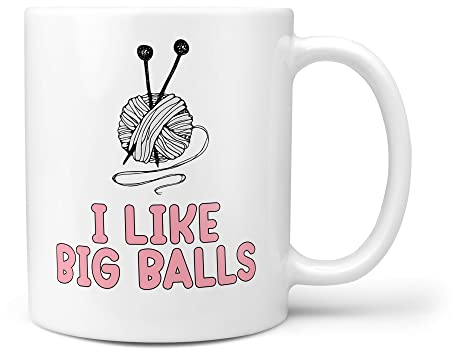 TeHeGifts I Like Big Balls Gifts for Knitting Knitter Grandma Nan Mum Mom Funny 10oz Gift Mug