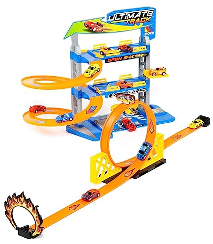 MOLTO | 3 Stockwerke Parkhaus mit Doppelschleife und Zubehör | Spielzeugauto | Kinderspielzeug | 3 Jahre alt