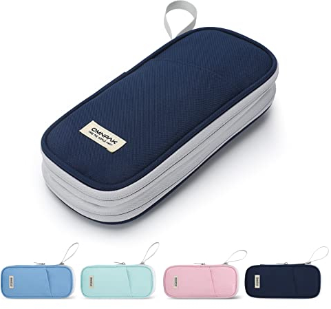 Omnpak Federmäppchen,Pencil Case,Expandable Große Kapazität, Schule Student Büro, Teenager,Mädchen Junge Spill Proof,Scratch Resistant Bleistift Radiergummi