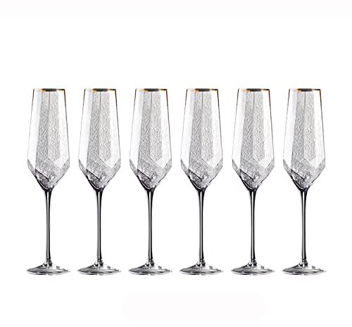 Verres à champagne 300 ml Verres à champagne Accueil Verres à vin blanc haut de gamme Ensemble de 6 flûtes à champagne martelées de luxe léger pour mariages, fêtes, activités quotidiennes Flûtes à cha