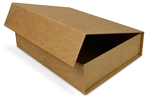 Verpackungswelt Geschenk-Box mit Deckel | 31 x 22 x 7 cm | Geschenk-Karton mit Magnet-Verschluss | Perfekt für Geburtstag, Hochzeit, Weihnachten, Geburt | Geschenk-Verpackung in Braun