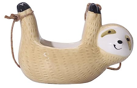 TREETDOBV Faultier-Pflanzgefäß Zum Aufhängen, Sukkulenten-Blumentopf für Drinnen und Draußen, Keramik-Tier-Pflanzgefäße, Niedlicher Keramik-Blumentopf, Pflanzenhalter für Sukkulenten, Kakteen,(Gelb)