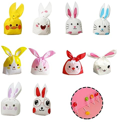 SWYSGS Geschenktüten Set, 50pcs Süssigkeiten Beutel Süße Partytüte Tierohr Tüten Süßigkeiten Kekse und Geschenke,Tüten Kindergeburtstag mitgebsel,Candy Bar Zubehör