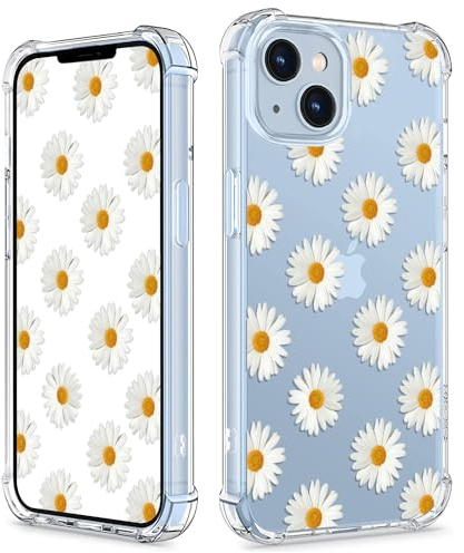 COBATREE for iPhone 14 Phone Case, Clear Case with Small Daisy for iPhone 14 Case Bumper Protective Shockproof Soft Cover Case for iPhone 14 6.1”-Small Daisy