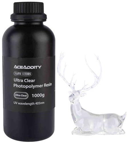 Aceaddity Ultra Klares 3D-Harz, 1KG Hochtransparentes 3D-Druckerharz, Nicht Vergilbendes 405nm UV-härtendes Photopolymer-Druckharz, Hohe Präzision und Geringer Geruch