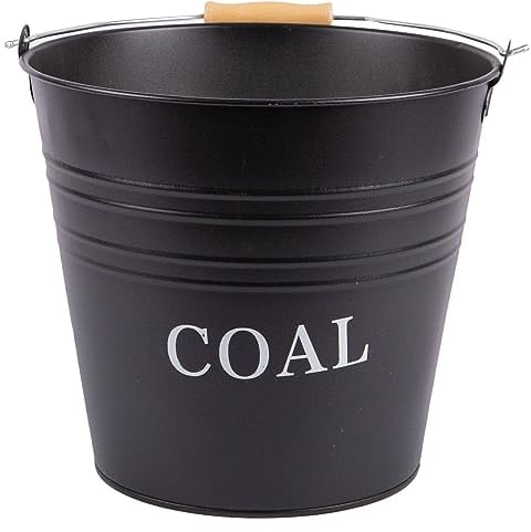 1 cubo de carbón de hierro fundido negro de 12 L, para chimenea, leña, quemador de cenizas, compañero de almacenamiento Blackspur