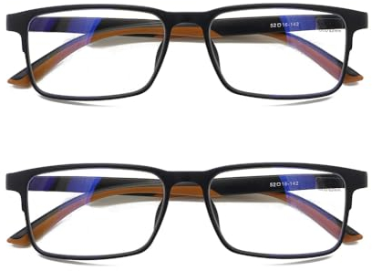 Mcoorn Lesebrille mit Blaulichtfilter Rechteckig Für Herren, Lesehilfe Breit Eckig mit Weiche Bügel, Flexibel Dioptrien +1,0