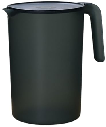 Dubbulon Pichet À Eau Plastique (Noir) - Grand Pichet D' Eau Froide Boissons Pichet | Pichet À Boisson avec Couvercle, Cruches d'eau Légères | Pichet 2 Litre, Pichet À Boisson avec Couvercle