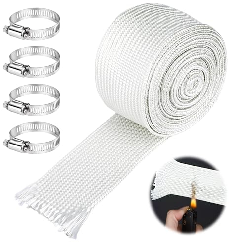 Abgasschlauch 25mm für Stromerzeuger, Standheizung Schlauch 300CM, Fiberglas Schlauch, mit 4 Schlauchschellen für Lufterhitzer, Für Notstromaggregat Abgasrohr, Heizungen Air-Klimaanlage (300CM)