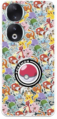 Hülle Kompatibel mit Honor 90 Offizielle Pokémon Muster Aufkleber Pokéball zum Schutz Ihrer Handyhülle Transparent Silikon Flexibel mit offizieller Pokémon-Lizenz