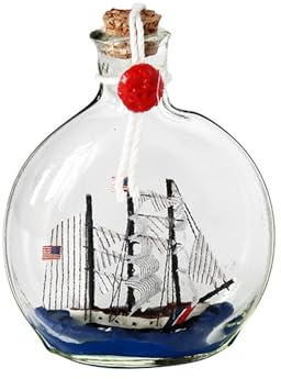 FLADO Segelboot in Einer Flasche, Schiffshandwerk in Einer kleinen vertikalen Flasche, handgefertigte Treibflasche für Zuhause, Schlafzimmer, Dekoration (7,5 x 3,5 x 9 cm)