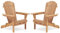 Ajikgn Zusammenklappbares Set aus 2 Holz-Lounge, Terrasse, Garten, Rasen, Hinterhof, Deck, Poolseite, Feuerstelle, halb montierter Adirondack-Stuhl, Hellbraun