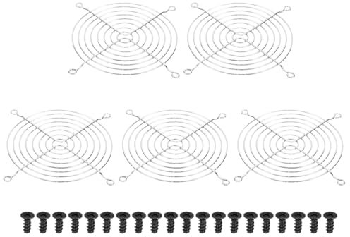 PATIKIL 120mm Fan Grill with Screws, 5Pack Chrome Plated Iron Frame Ventilator Grill Protector Mesh Dustproof Case Cover for Computer PC, Silver Tone