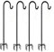 Schäferhaken, 4-teilig, höhenverstellbar, mit 5 Krallensockeln, schwarze Metall-Gartenumrandungshaken für Garteneingang, Laternen, Pflanzkörbe, Lichterketten, Blumenkugeln (120 cm)