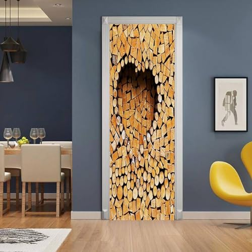 Adesivi Per Porte 3D Poster Autoadesivo Carta Da Parati Murale Arte Della Porta Foto Cuore Di Paletto Di Legno 77 X 200 Cm Decorazione Porta Smontabile In Pvc Per Soggiorno Camera Da Letto Ba -4B5C7L8