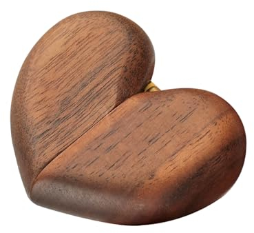 GIONAR Ringbox Herz Ringschatulle aus Walnussholz, Ringkissen für Hochzeit Verlobung Heiratsantrag Jubiläen Ringe Aufbewahrung, Stilvolle Aufbewahrung für Ihre wertvollen Ringe