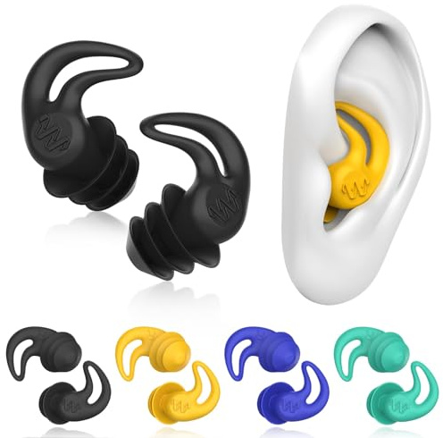 Tapones impermeables para los oídos para adultos – 4 pares de tapones de silicona reutilizables para mujeres y hombres, mantienen el agua de los oídos fuera nadando, ducharse, bañarse, surfear