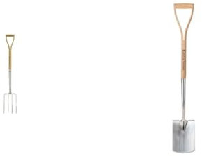 Kent & Stowe Stainless Steel Border Fork 100% FSC & Garden Life Stainless Steel Digging Spade, Light and Compact Traditionally-Styled Garde