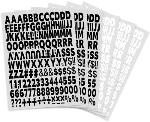 6 Blatt Buchstaben und Zahlen zum Aufbügeln Bügelbilder Selbst Gestalten 1008 Stück Alphanumerischer Stoff Waschbare Buchstaben Aufnäher für Sport Trikot T-Shirt DIY Basteln (Schwarz, Weiß)