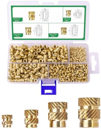 Mintion 500pcs Gewindeeinsätze für Lötspitzen, 200PCS M3 Gewindeeinsatze, M2/M4/M5(je 100pcs), Gewindeeinsatze für 3D Druck, Gewindeeinsatze Set für Einschmelzhilfe