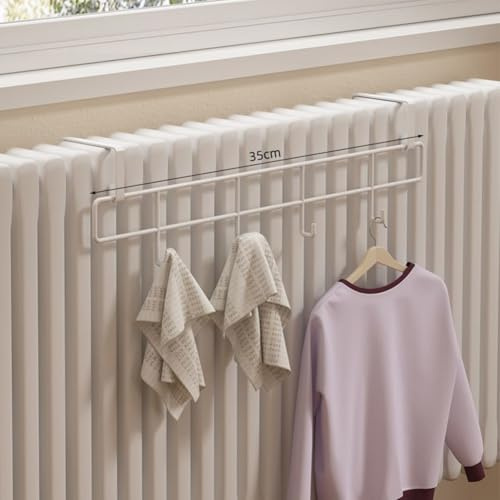 Portasciugamani per termosifone, appendiabiti per termosifone, appendiabiti per tubo di riscaldamento domestico (bianco)