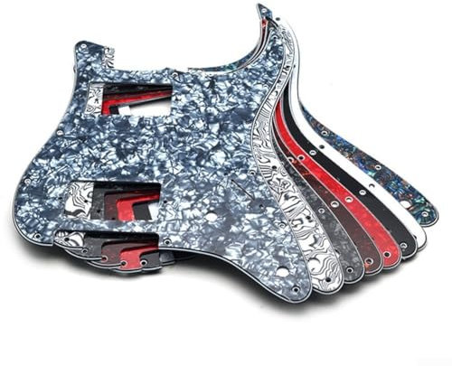 Kratzfeste Platte, 3-lagig, 11 Loch HH Gitarren Pickguard für ST E-Gitarren (Black Pearl)