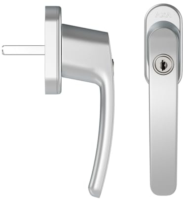 AXA Sicherheits Fenstergriffe - Oval Roma - Fenstersicherung Dreh-Kipp - Mit Zylinder SKG2-3 Positionen - 90˚- 32 mm - Aluminium